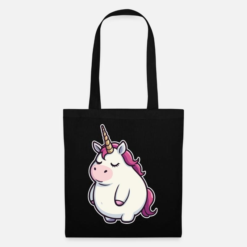Witziges Einhorn - Stoffbeutel - Schwarz