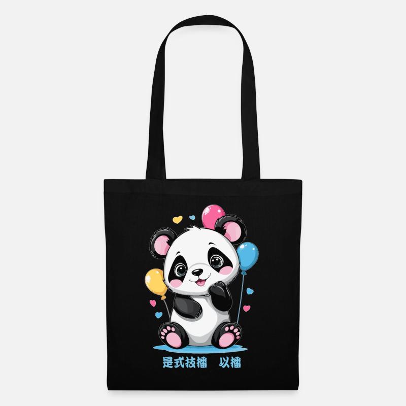 Süße Panda Bär - Stoffbeutel - Schwarz