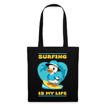Cute Surfer Duck - Tote Bag - black - Front