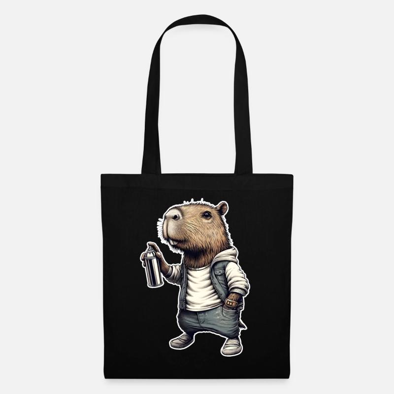 Capybara pulvérise des graffitis - Sac en tissu - noir