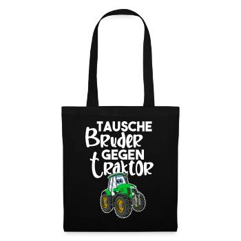 Tausche Bruder Gegen Traktor - Stoffbeutel - Schwarz - Vorne