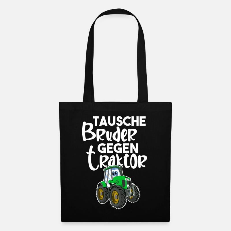 Tausche Bruder Gegen Traktor - Stoffbeutel - Schwarz