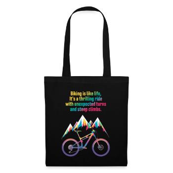 Lebendiges Mountainbike-Zitat-Design - Stoffbeutel - Schwarz - Vorne
