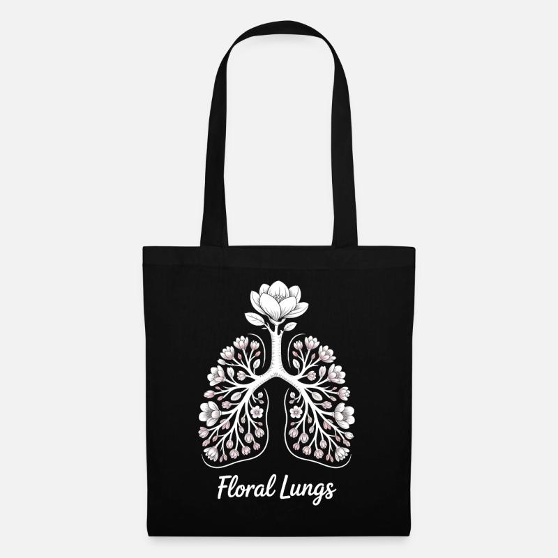 Blumige Lungen - Stoffbeutel - Schwarz