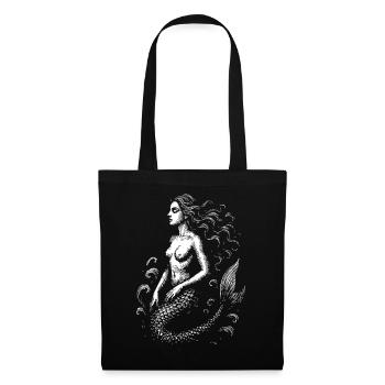 Mystisches Meerjungfrau-Silhouette-Design - Stoffbeutel - Schwarz - Vorne