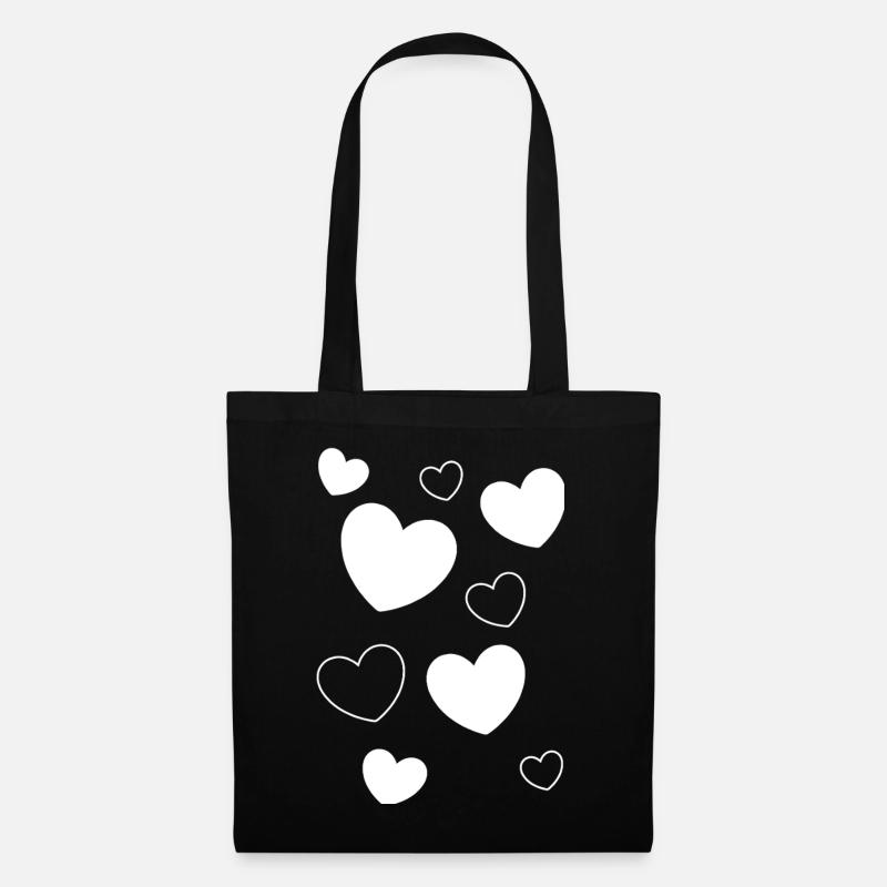 Herz weiß weißes Herz Muster Geschenk Valentinstag - Stoffbeutel - Schwarz