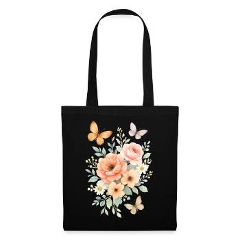 Watercolor flower magic with butterflies - Tote Bag - black - Front
