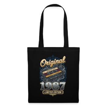 38th Birthday Vintage 1987 Cassette Man Wife - Tote Bag - black - Front