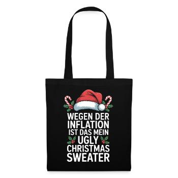 Blague sur l’inflation : Pull de Noël moche - Sac en tissu - noir - Devant