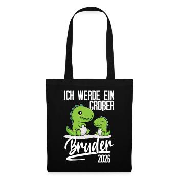Großer Bruder 2026 Dino Schwangerschaft Baby - Stoffbeutel - Schwarz - Vorne
