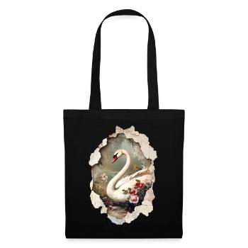 cygne - Sac en tissu - noir - Devant