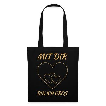 Mit dir bin ich groß - Valentinstagsherz für Paare - Stoffbeutel - Schwarz - Vorne