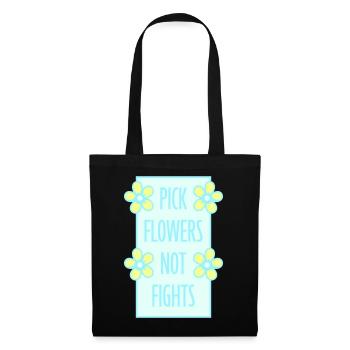 Cueillez des fleurs, pas des disputes, fleurs Paix Logo drôle - Sac en tissu - noir - Devant