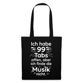 99 Tabs offen Musik nicht gefunden - Stoffbeutel - Schwarz - Vorne