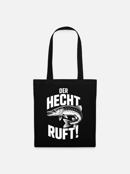 Der Hecht ruft Fischmotiv - Stoffbeutel - Schwarz