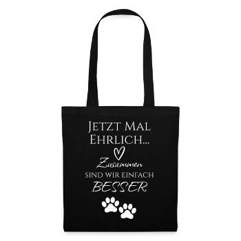 Zusammen besser - Pfote | Hunde & Katzen Tierliebe - Stoffbeutel - Schwarz - Vorne