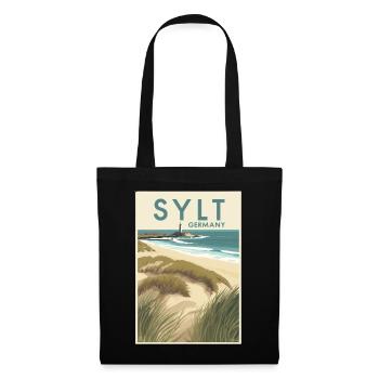 Sylt Germany | Vintage Beach Travel Poster - Stoffbeutel - Schwarz - Vorne