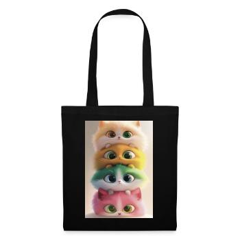 Stacked Rainbow Plush Cats - Tote Bag - black - Front