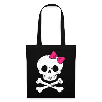 Cute skull with pink bow - Tote Bag - black - Front