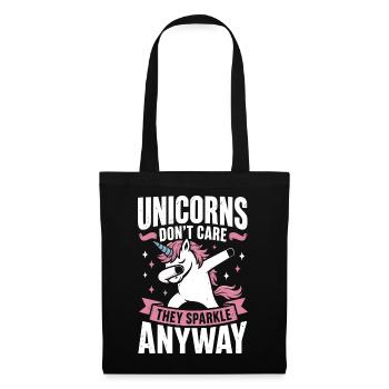 Unicorns Don’t Care – They Sparkle Anyway - Stoffbeutel - Schwarz - Vorne