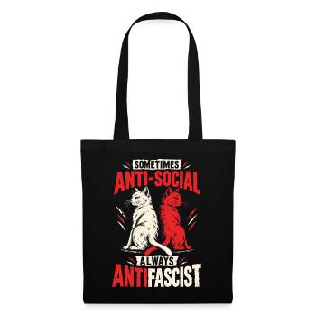 Antifascist Cats – Sometimes Antisocial - Stoffbeutel - Schwarz - Vorne