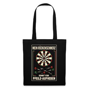 Rückenschmerzen Dartspieler Pfeile am Boden Humor - Stoffbeutel - Schwarz - Vorne