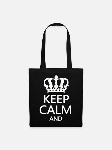 Königskrone Keep Calm Motiv - Stoffbeutel - Schwarz