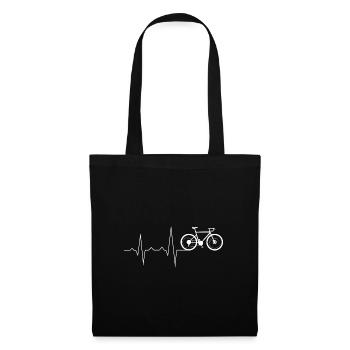 Bicycle Heartbeat Cyclist Mountainbiker E-Bike - Stoffbeutel - Schwarz - Vorne