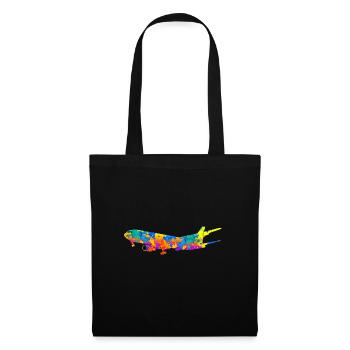 Flugzeug Flugzeuge Geschenk - Stoffbeutel - Schwarz - Vorne