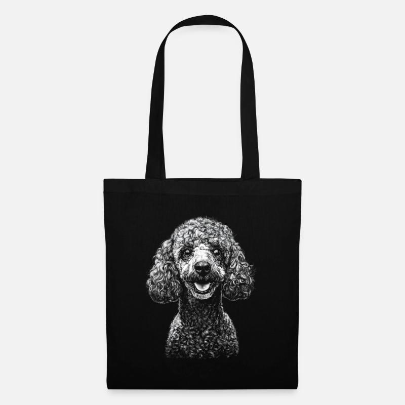 Pudel Portrait Hunde Hund Kleinpudel - Stoffbeutel - Schwarz