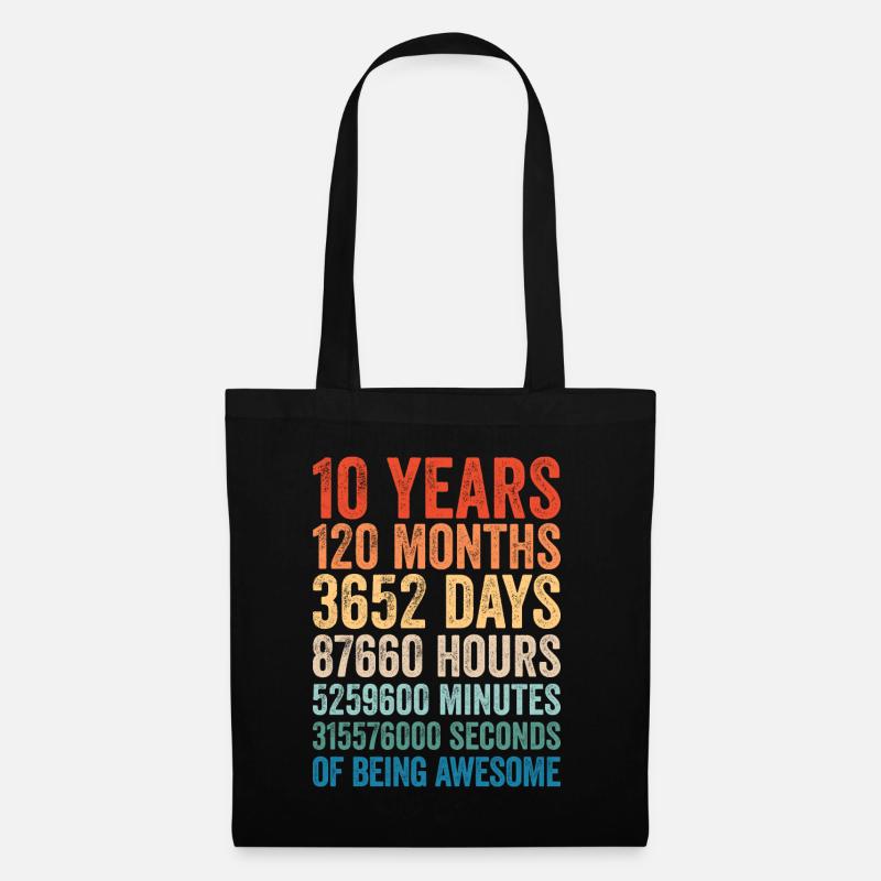 10 Jahre 10. Geburtstag Geschenk 10-jähriges Kind - Stoffbeutel - Schwarz