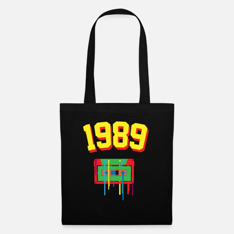 1989 Musikkassette bunt2 80tees - Stoffbeutel - Schwarz