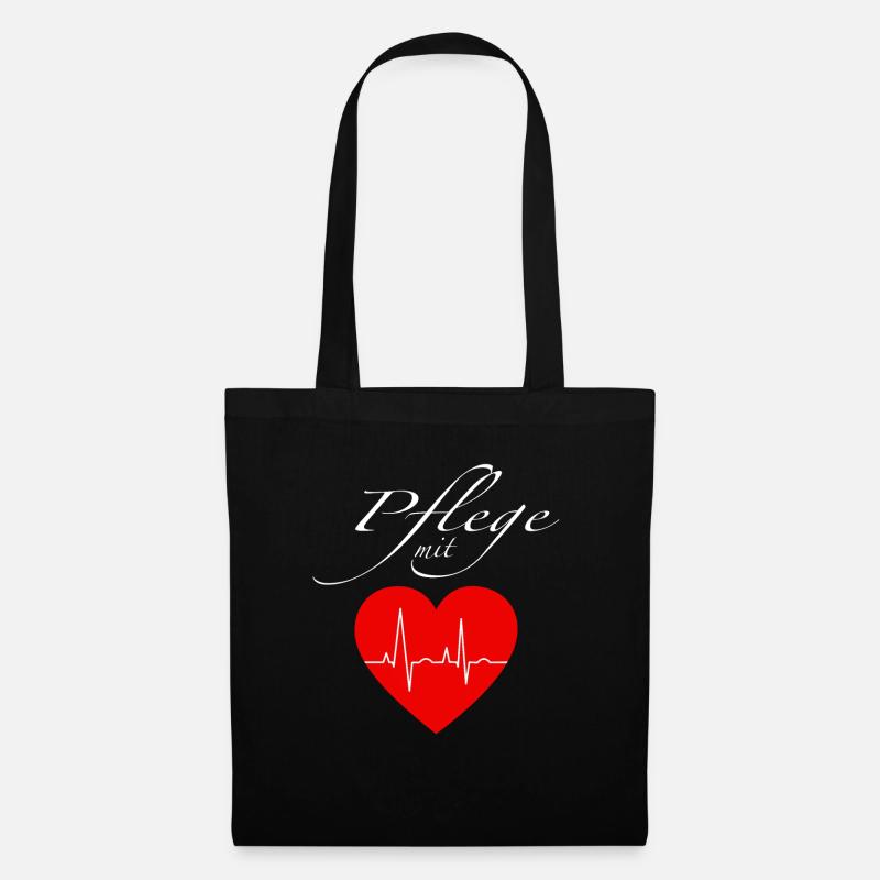 Herzschlag Pflege Geschenk Empathie Altenpflege - Stoffbeutel - Schwarz