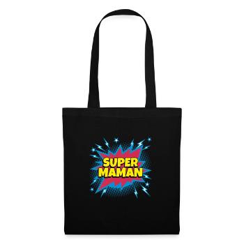 Super Maman super héro supermaman - Sac en tissu - noir - Devant