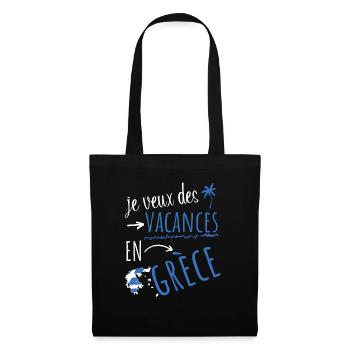 je veux des vacances en Grèce - Sac en tissu - noir - Devant