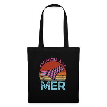 vacances à la mer rétro vintage - Sac en tissu - noir - Devant