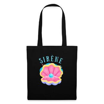 sirène rose perle coquillage océan - Sac en tissu - noir - Devant