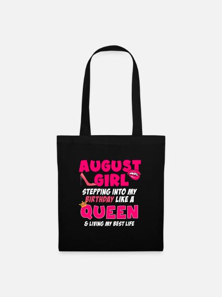August Mädchen Geburtstagsgeschenk - Stoffbeutel - Schwarz