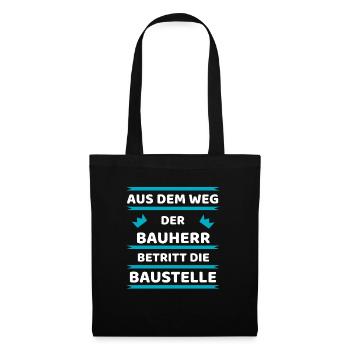 Bauherr Baustelle Hausbau Richtfest Geschenk Idee - Stoffbeutel - Schwarz - Vorne