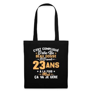 Cadeau d'anniversaire Beau gosse et d'avoir 23 ans - Sac en tissu - noir - Devant