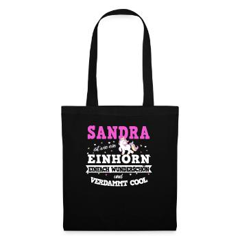 Sandra Mädchen Frauen Namen Geschenk - Stoffbeutel - Schwarz - Vorne