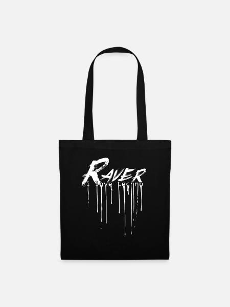 Raver - I Love Techno - Stoffbeutel - Schwarz