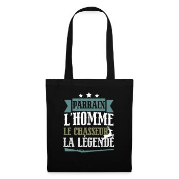 Parrain l'homme le chasseur légende cadeau chasse - Sac en tissu - noir - Devant
