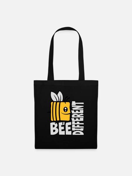bee different Spruch Zitat - Stoffbeutel - Schwarz