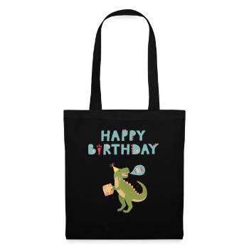 Happy Birthday Dino - Stoffbeutel - Schwarz - Vorne