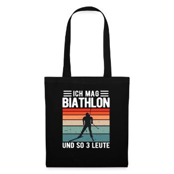 Biathlon Biathlet Wintersport lustiger Spruch - Stoffbeutel - Schwarz - Vorne