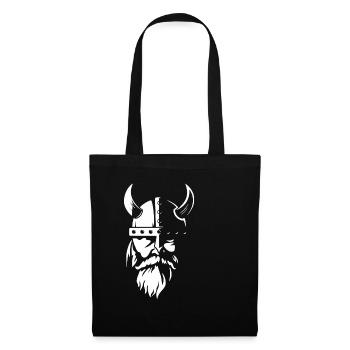 Old Viking with Beard and Helmet with Horns Shirt - Tote Bag - black - Front