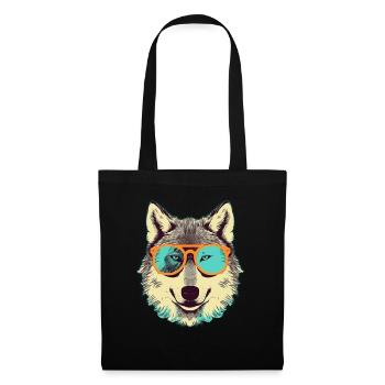 Loup gris dans le cadre rétro de lunettes de soleil Wolves Graphic - Sac en tissu - noir - Devant