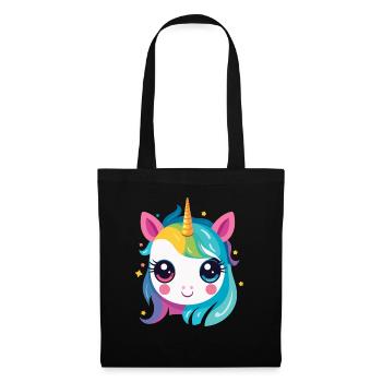 Ein Regenbogen-Einhorn - Stoffbeutel - Schwarz - Vorne