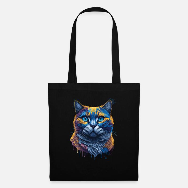 Splash Art Britischer Katzenausdruck - Stoffbeutel - Schwarz